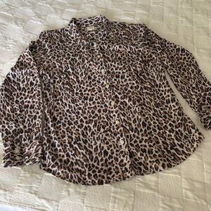 J. Crew Animal Print Button Down Shirt Size M